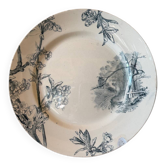 Plate on pedestal Creil and Montereau model Cherry Tree