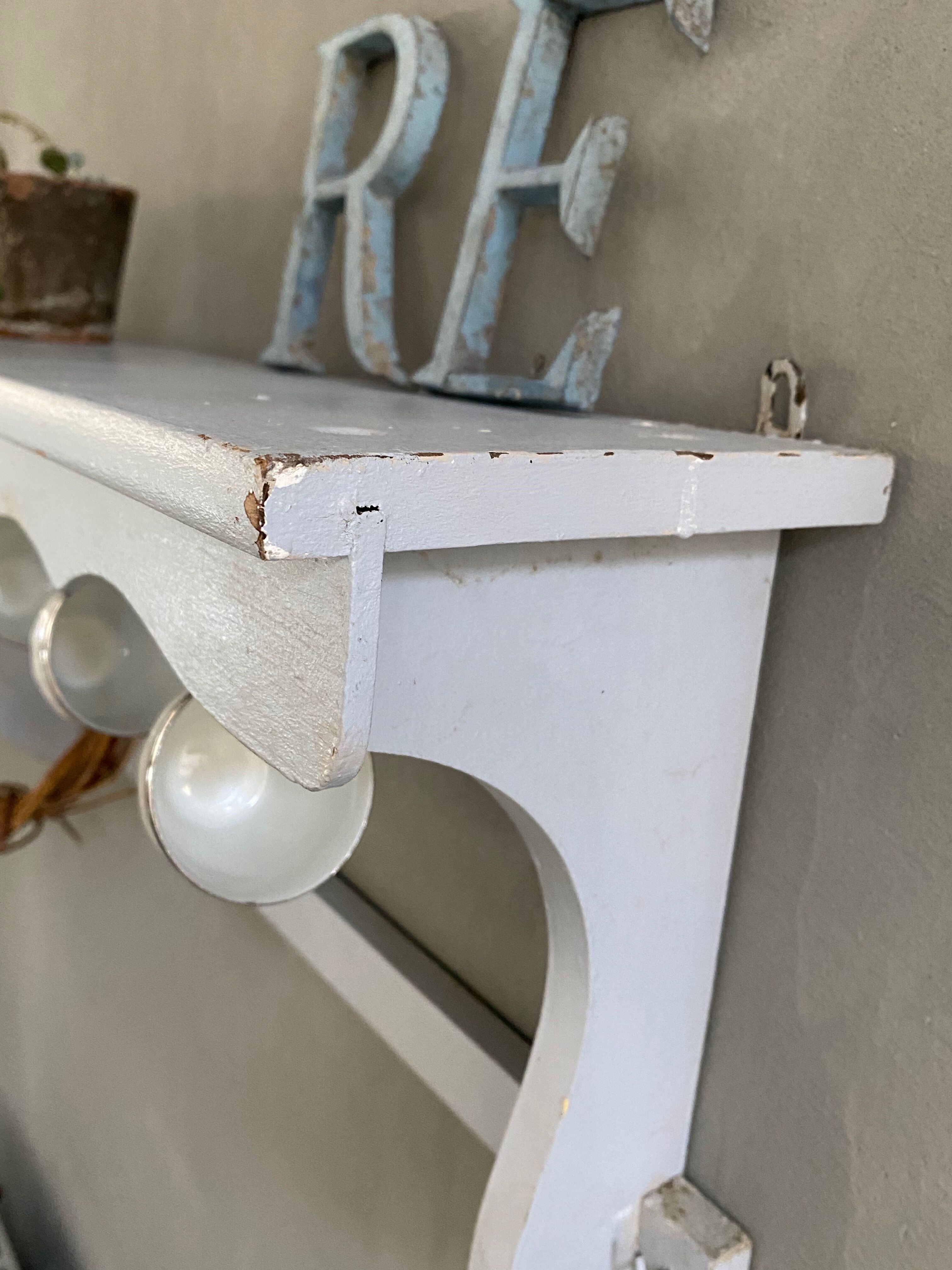 Old patinated wooden shelf