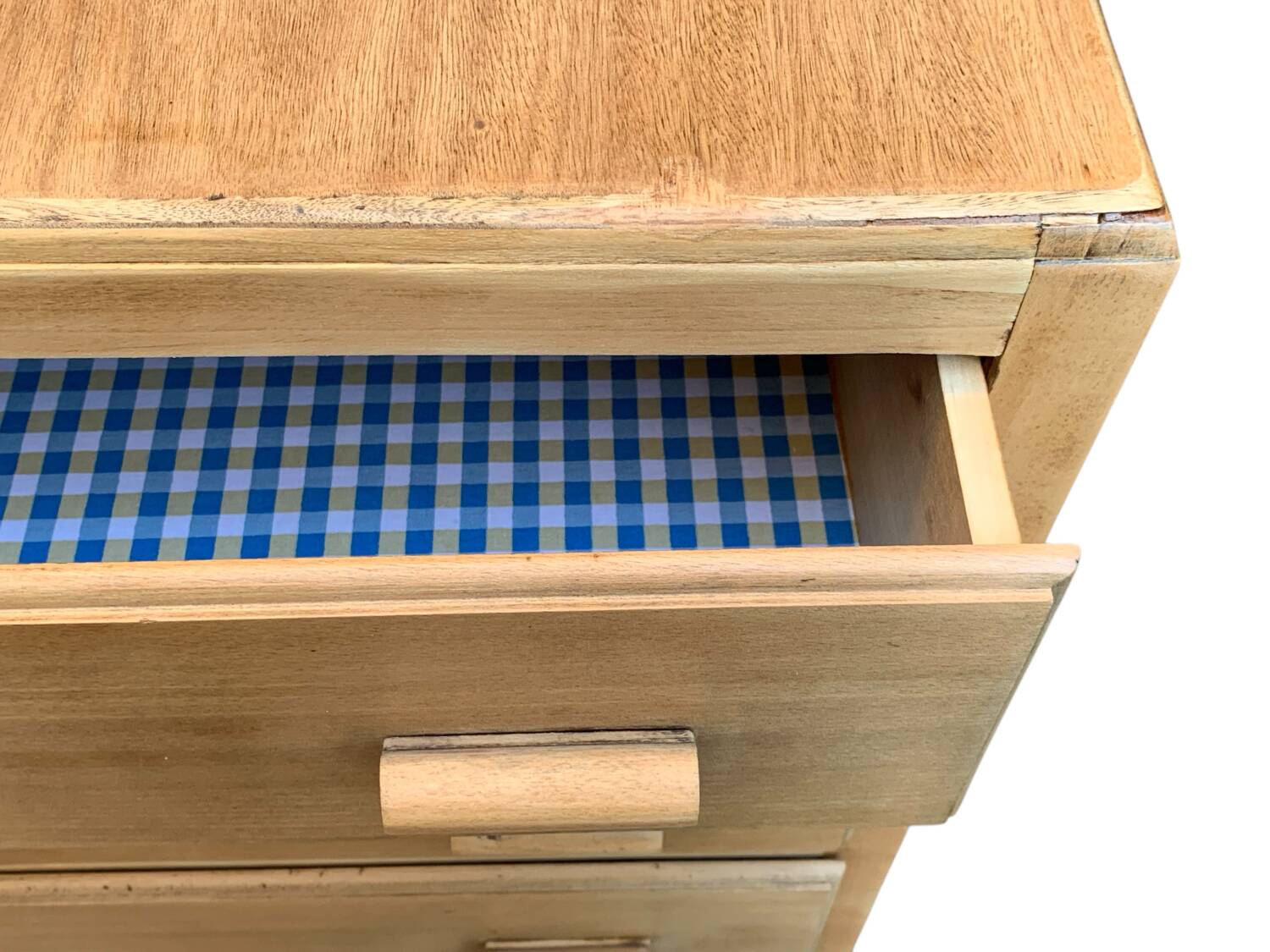 Raw wood art deco chest of drawers