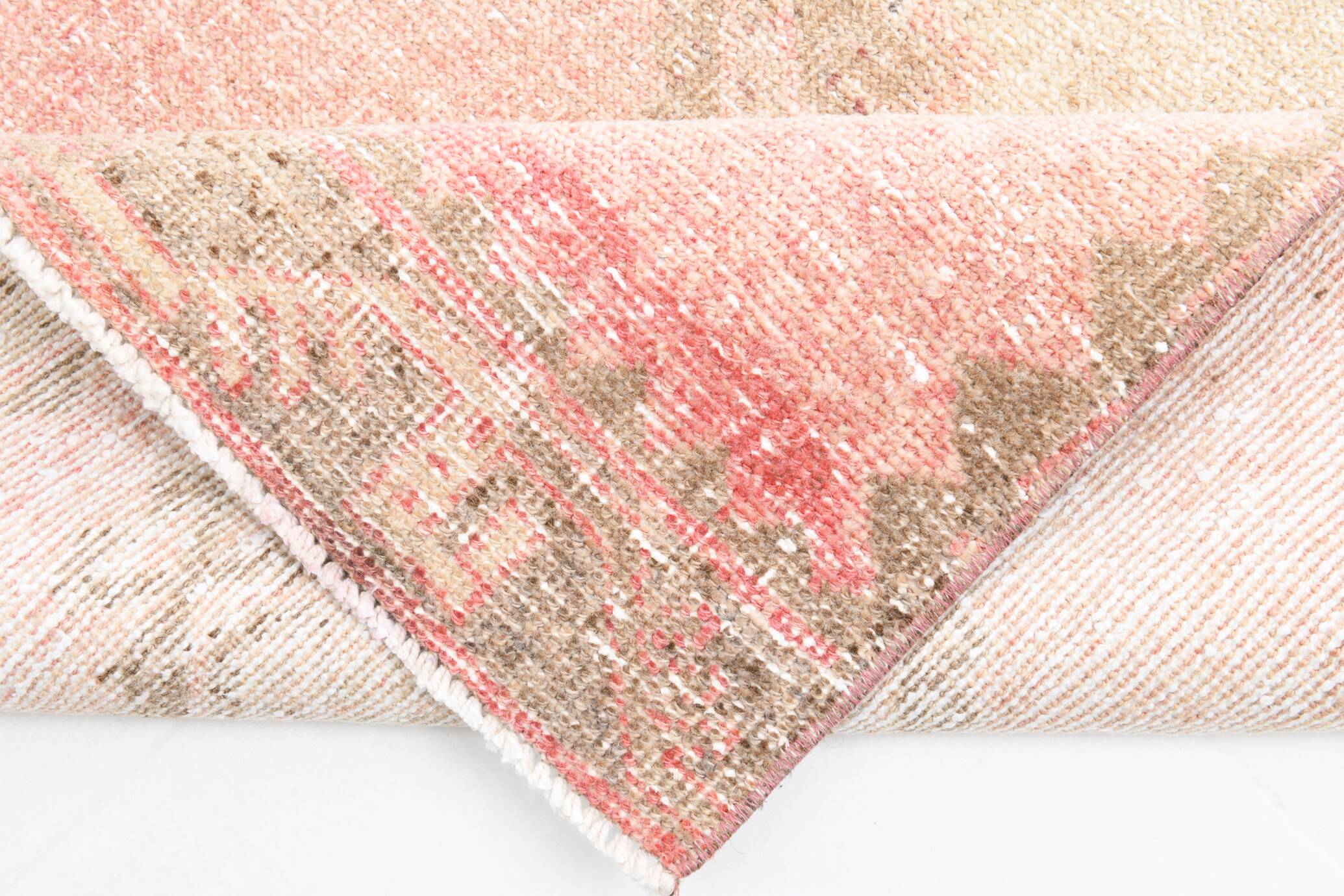 3x13 Pink & Brown Long Classic Vintage Runner Rug, 92x415Cm