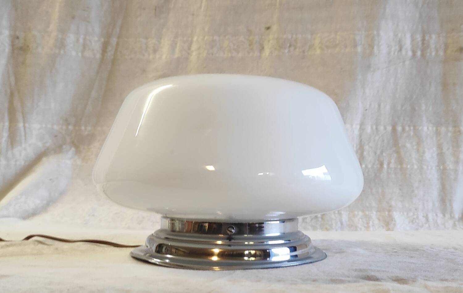 Art Deco ceiling light with opaline globe - mid 20th century