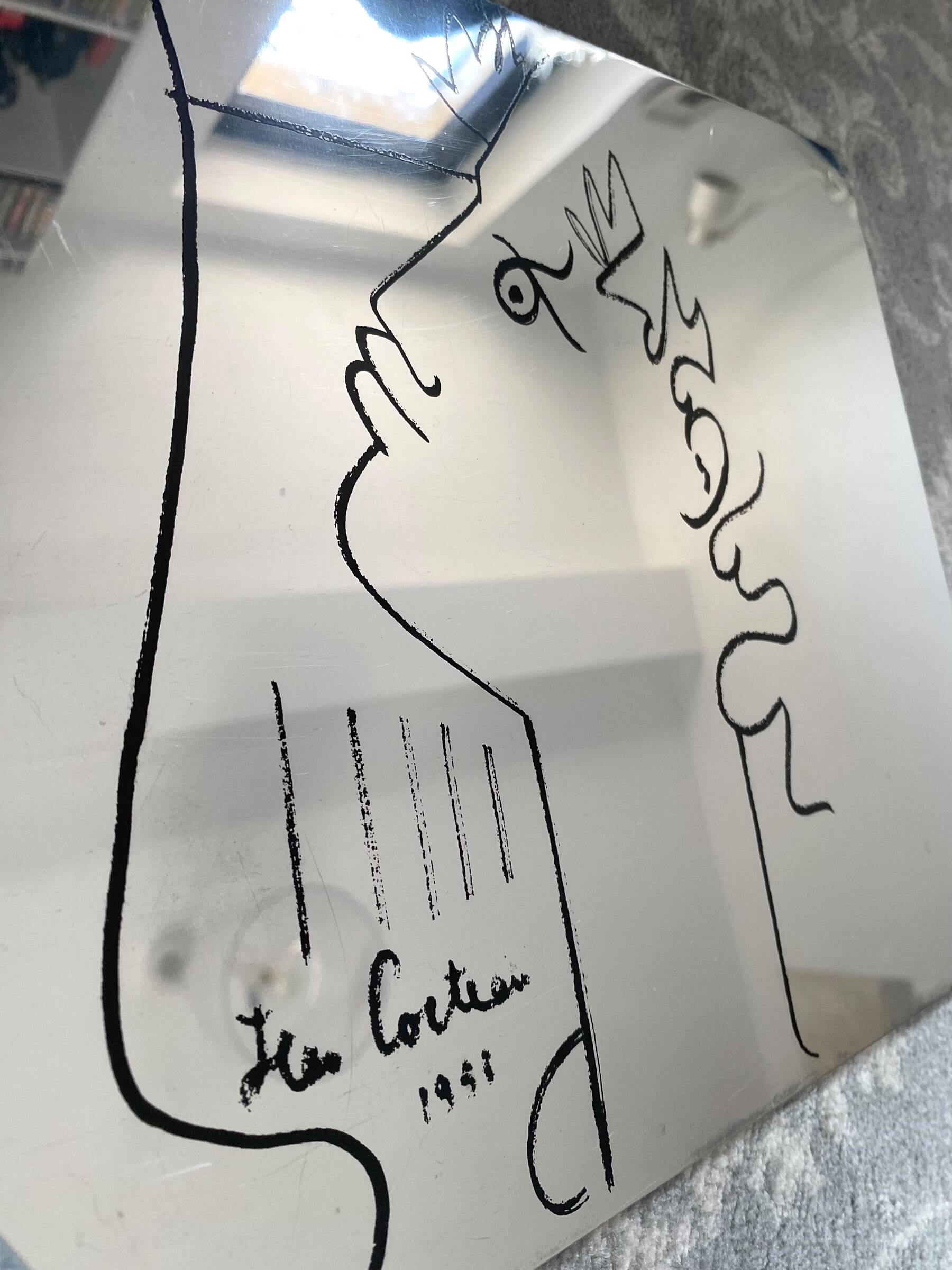 Illustrated mirror profile of Orphée Jean Cocteau 1958