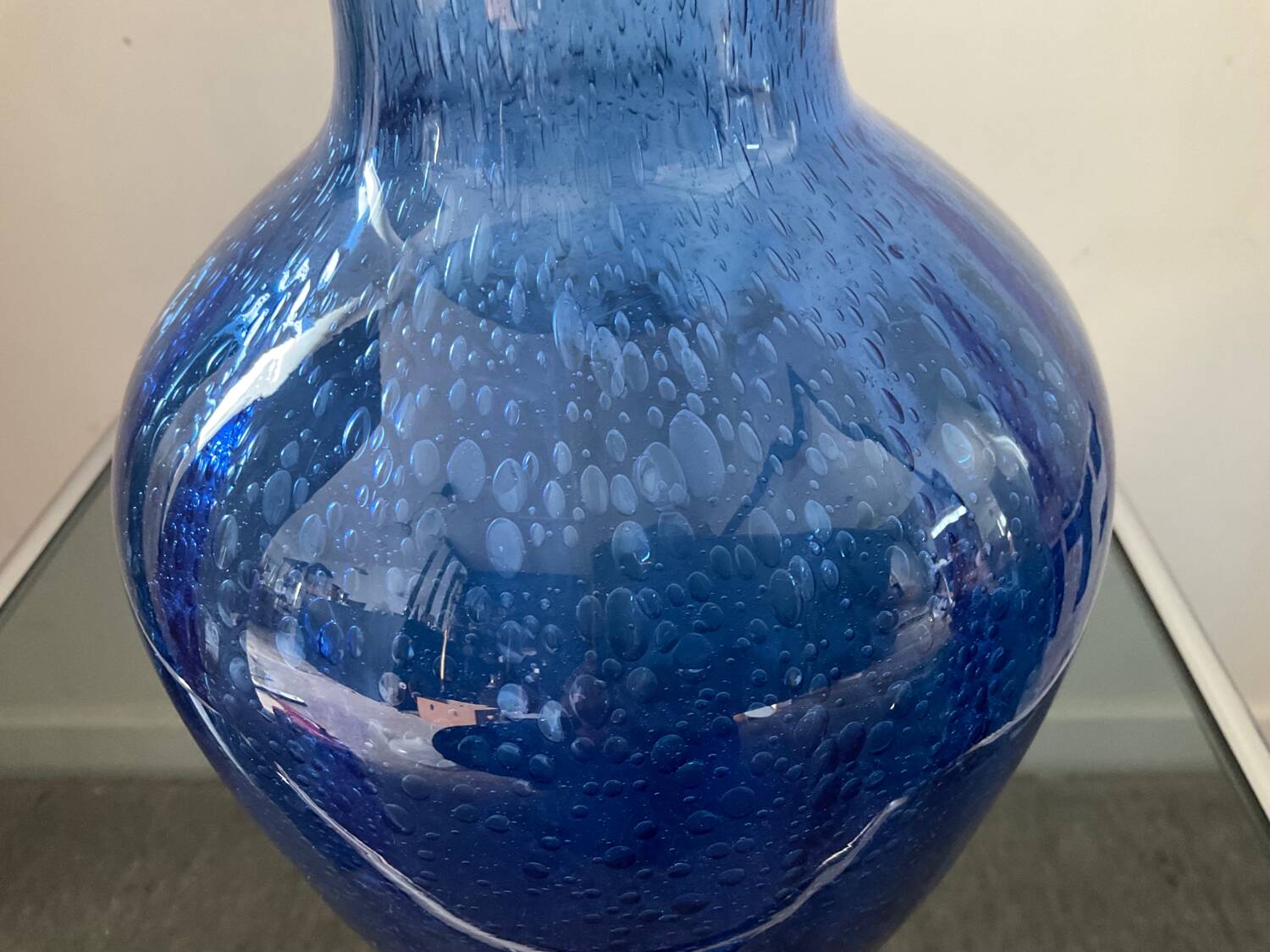 Vase vintage en verre bullé