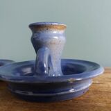 Stoneware candlesticks signed artisanal ceramics