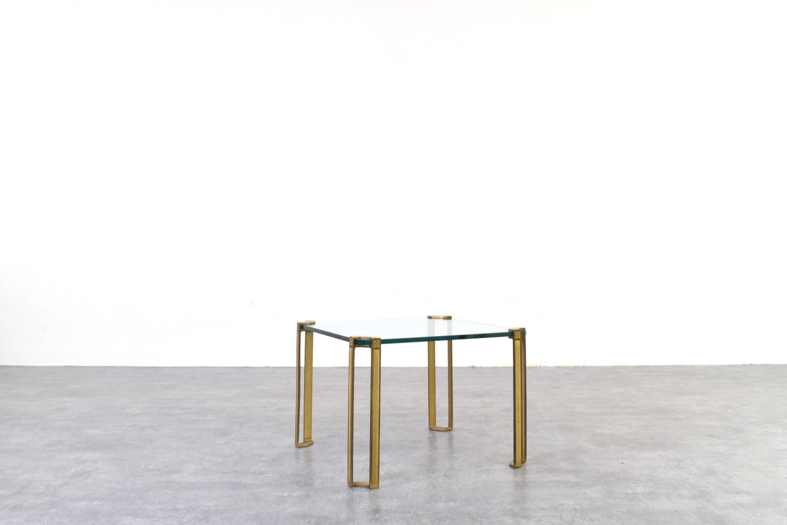 Hollywood Regency Brass and Glass Coffee Tables by Peter Ghyczy, 1970s, 2pc
