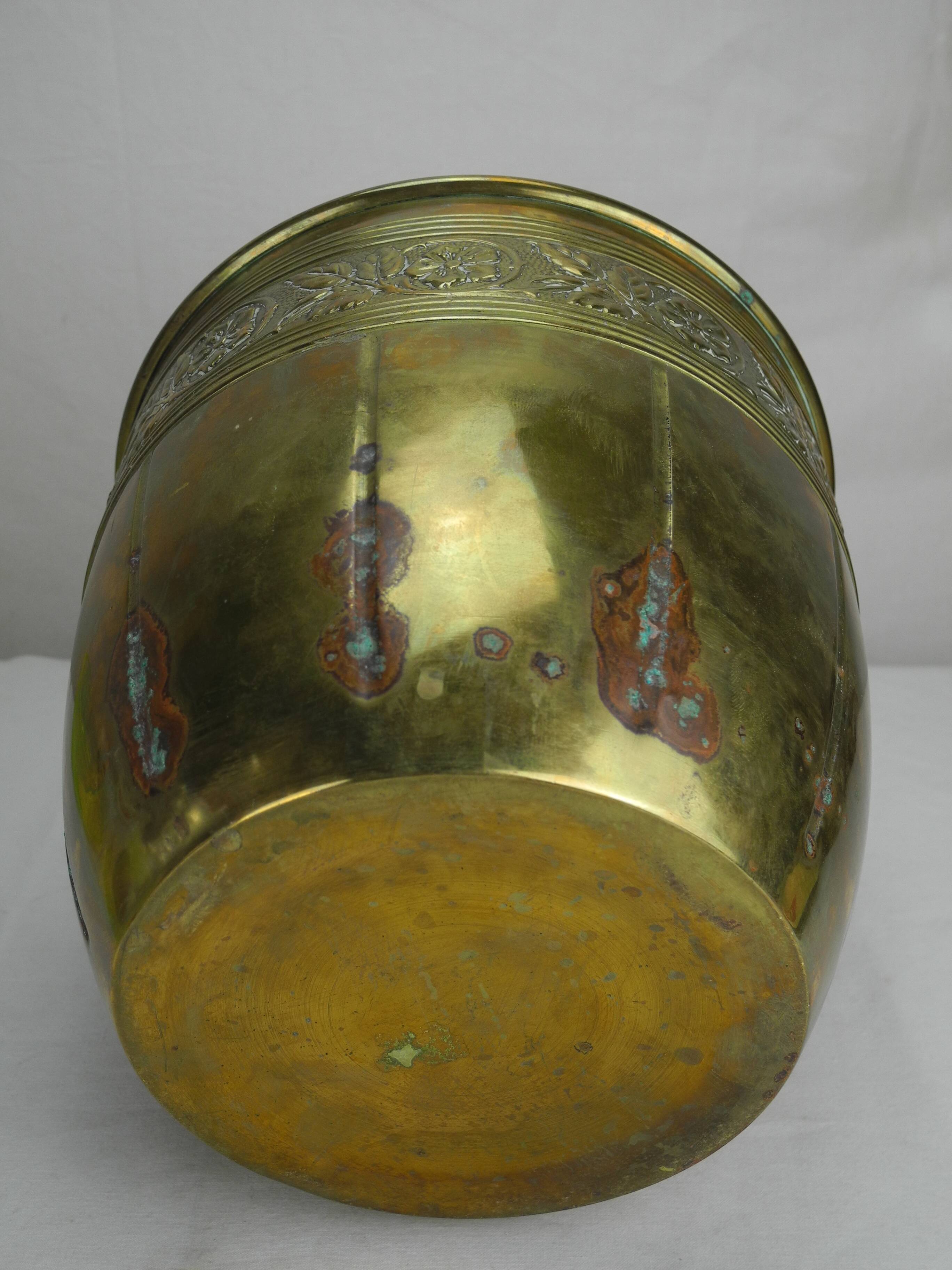 Antique gilded brass flowerpot