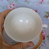 Set de 2 tasses et soucoupes anciennes Badonviller Fleur Orange et Vert - Service à Café ou Thé pour 2