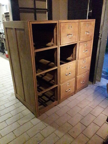 Former furniture of notary in oak 12 drawers 1930