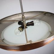 Large Art Deco Copper UFO Hanging Lamp, Czechoslovakia, 1930s