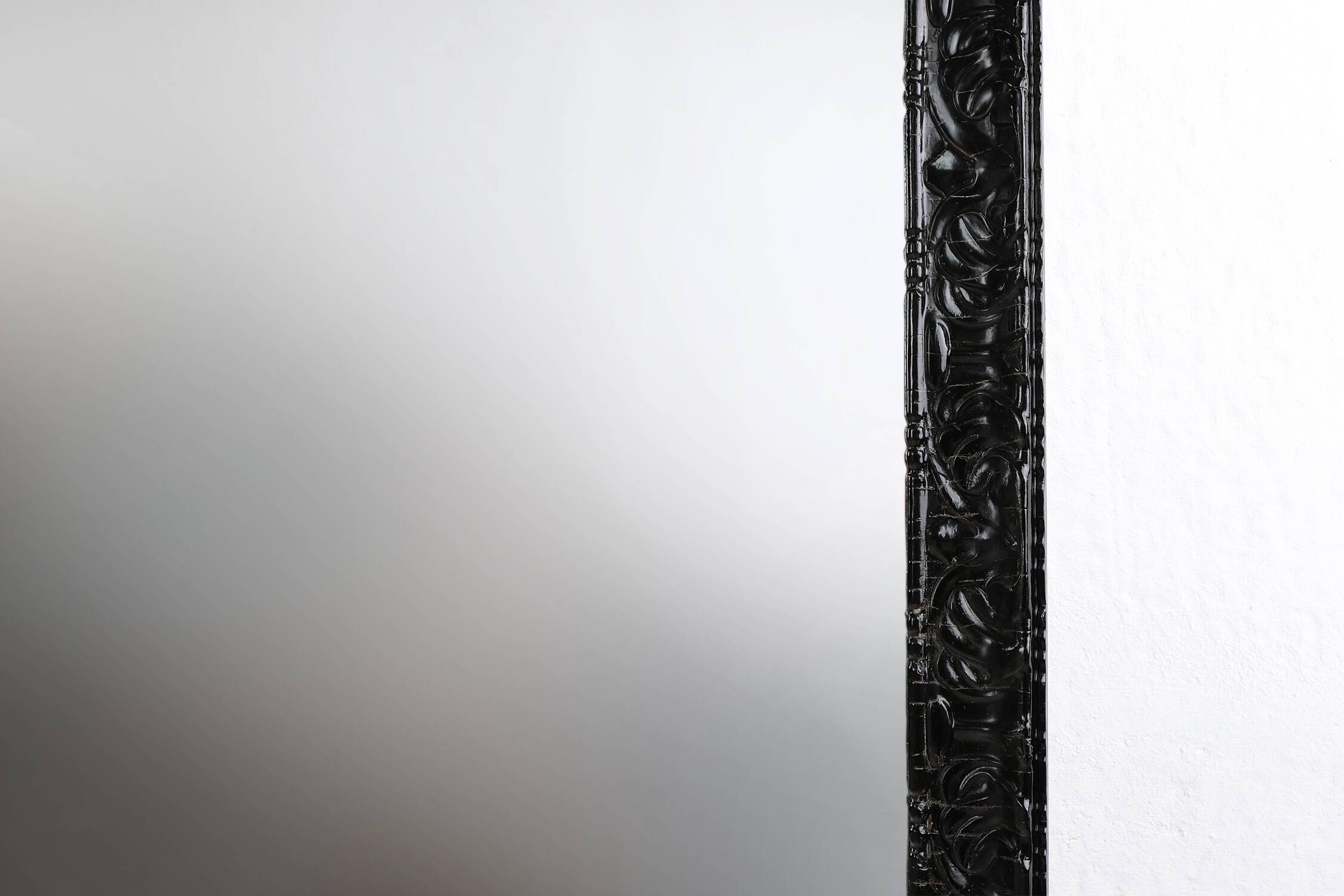 Baroque black large oak fireplace mirror, France ca. 1850