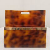 Porte-revues en méthacrylate et laiton Italie années 1970.