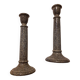 Duo of gres-style ceramic candle holders