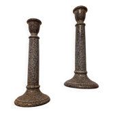 Duo of gres-style ceramic candle holders