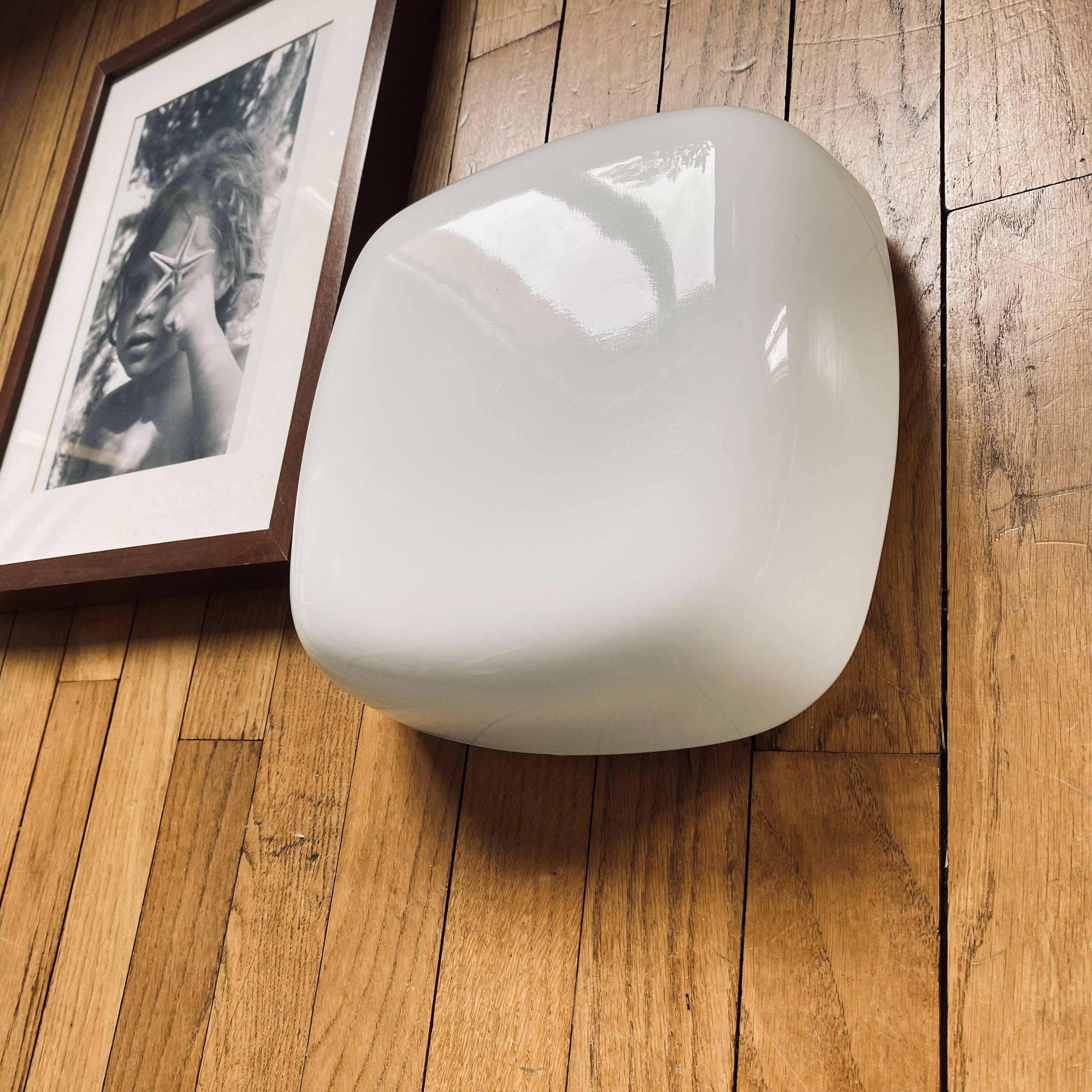 Square white opaline wall ceiling light 1960s 1970s