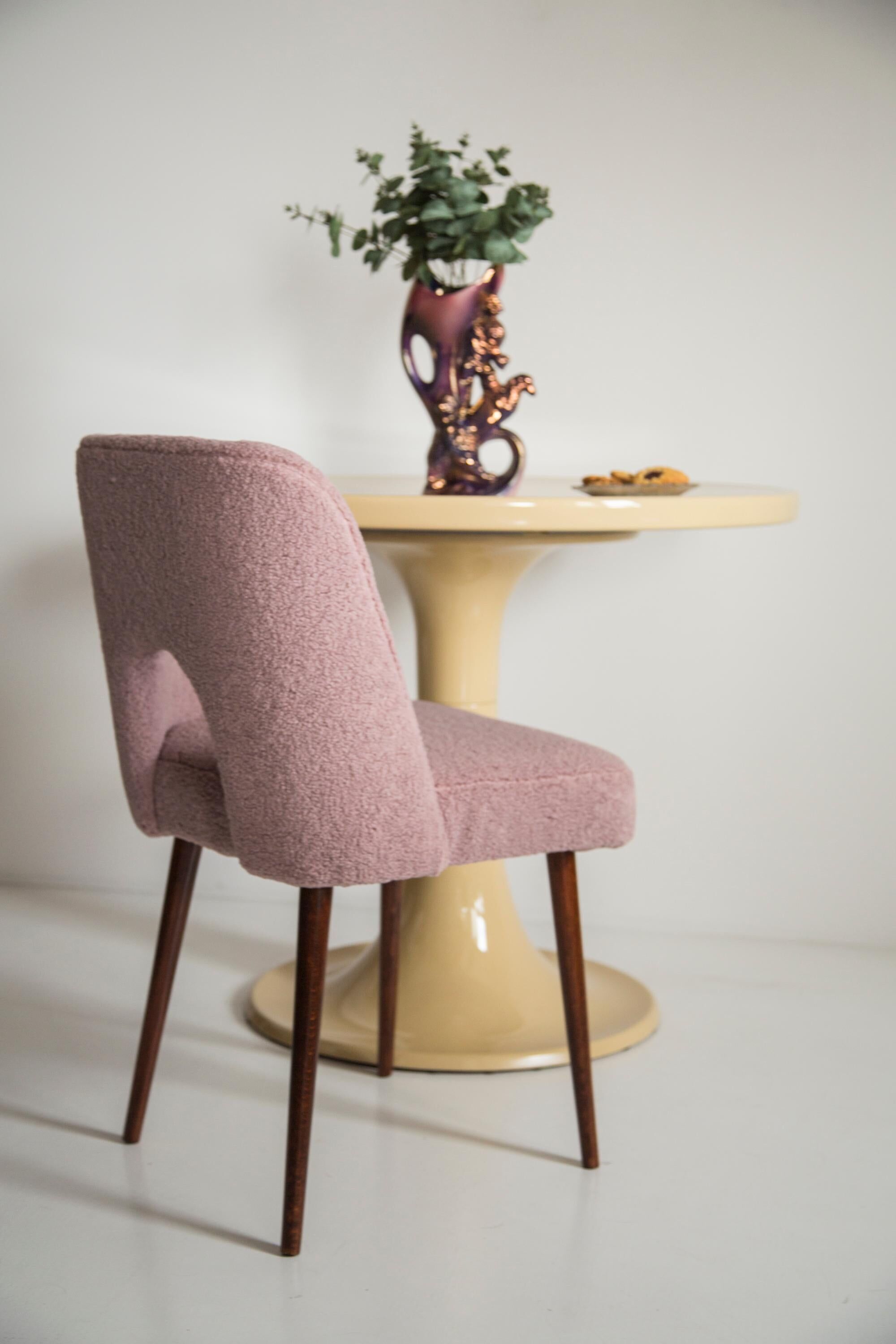 Mid-century pink boucle shell chair, Europe, 1960s