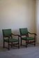 Oak and wool armchairs, Louis XIII style, by a French cabinetmaker from the 1930s.