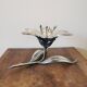 Vintage ashtray flower in silver metal