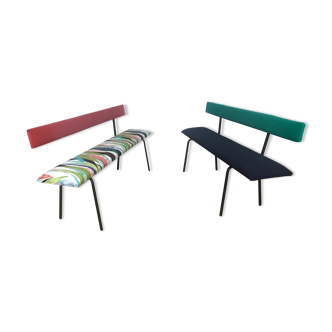 Lot de 2 bancs tapissés