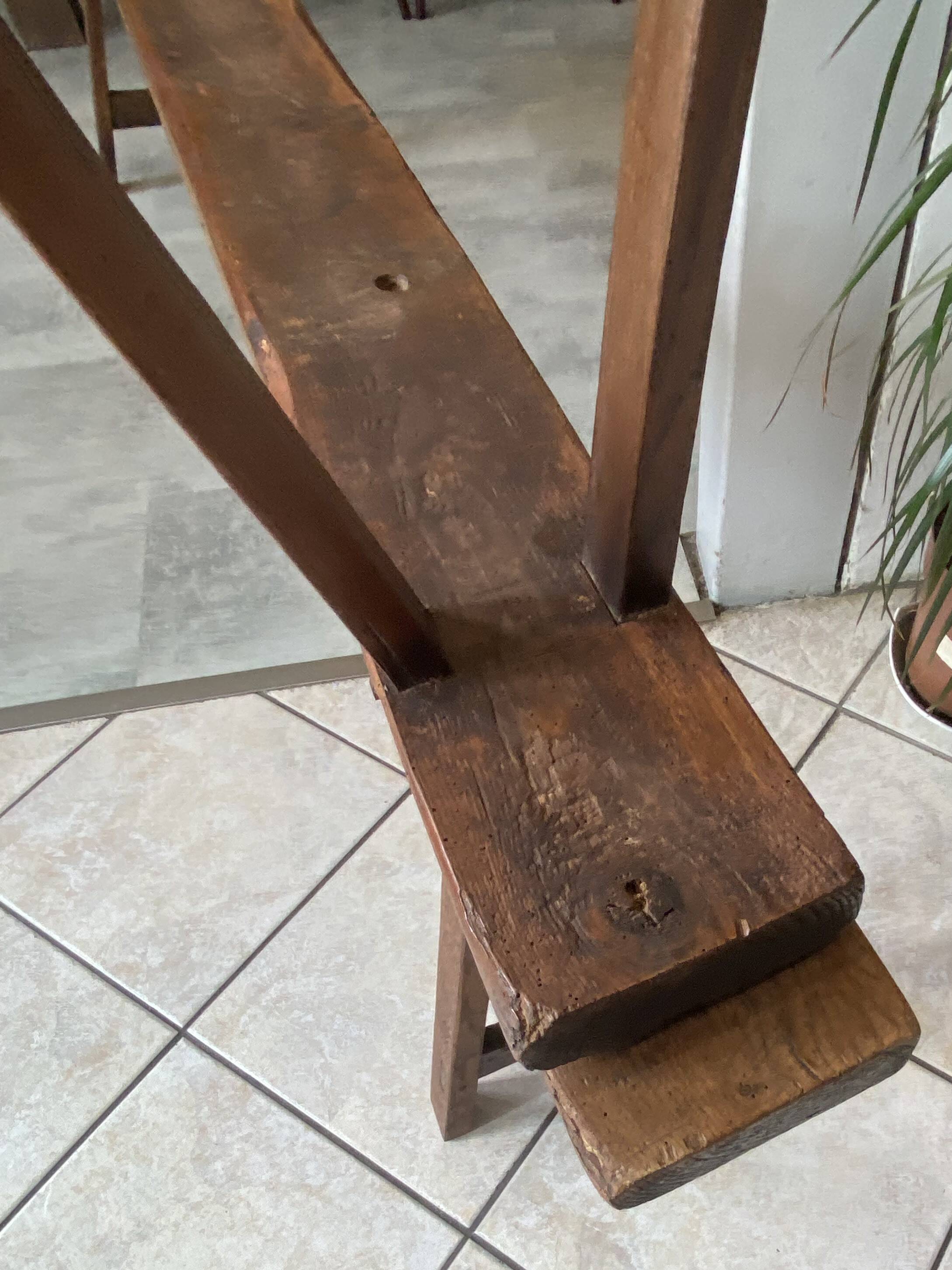 Pair of solid oak farmhouse benches 214cm for rustic table 1950