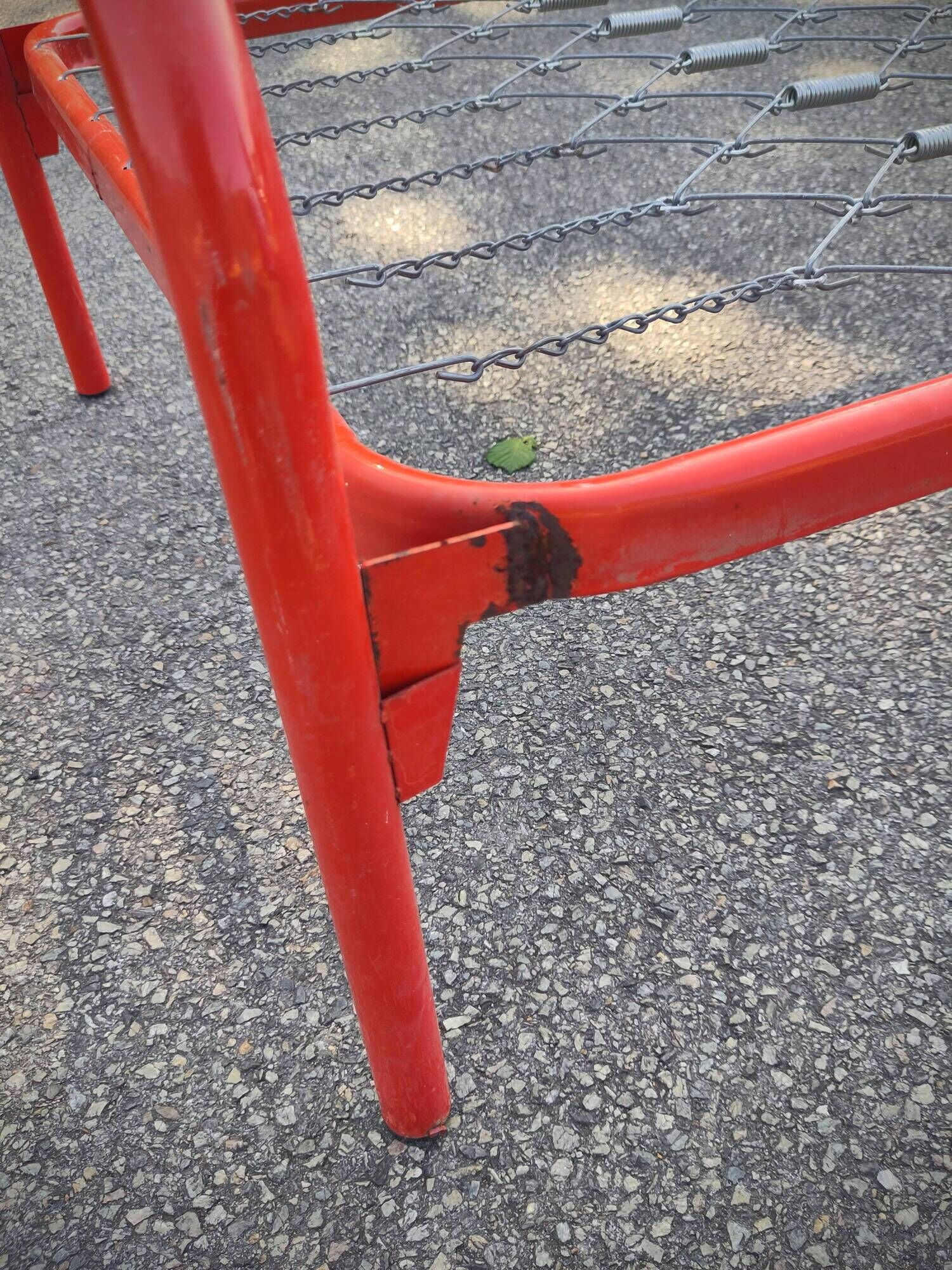 Red metal bed