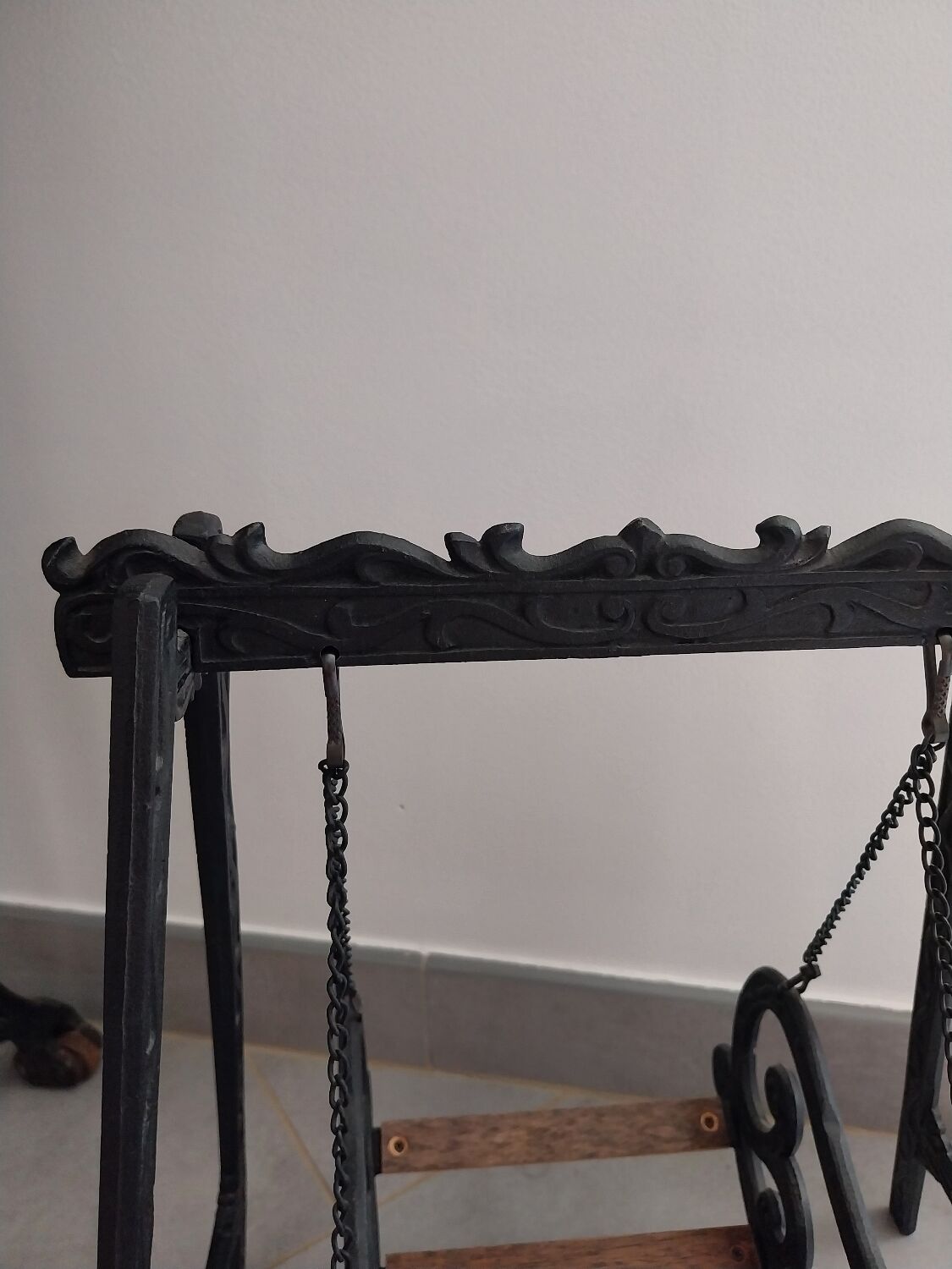 Wooden swing desk and porcelain dolls