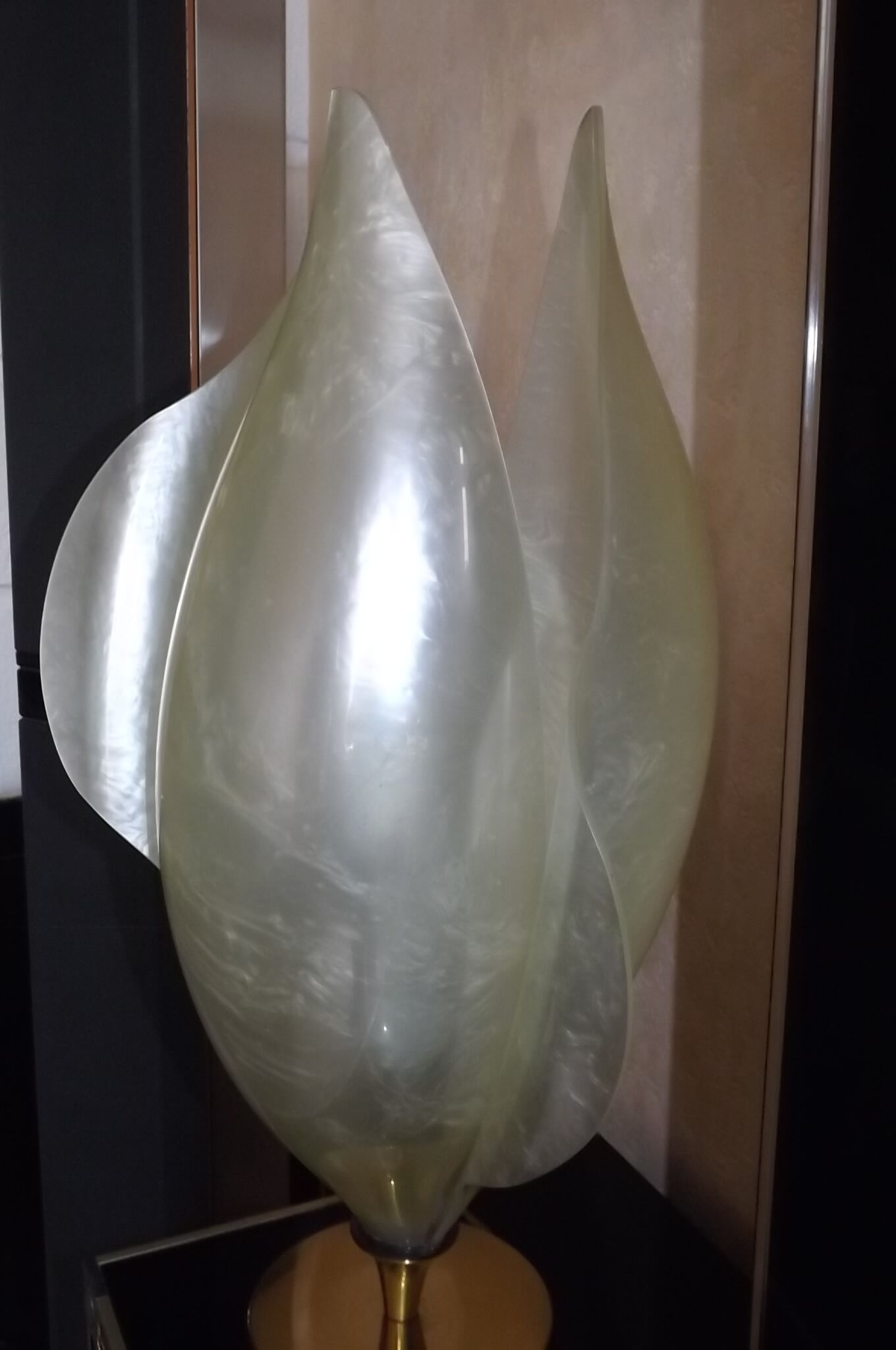 Floral lamp brass flower Laurent Rougier 1970