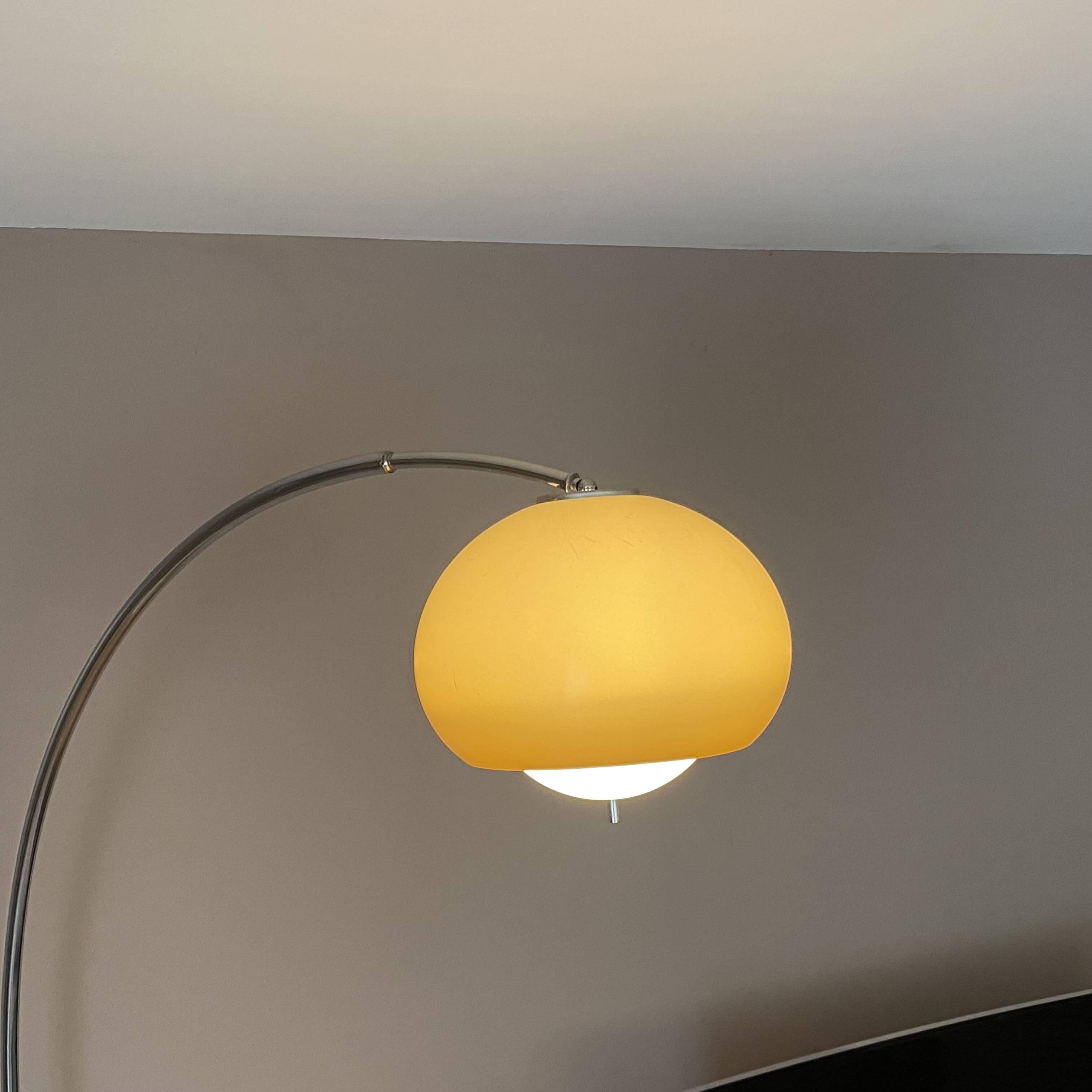 Arc floor lamp. 1970. Italy. Marble base.