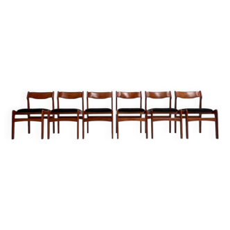 Ensemble de 6 chaises design rembourrées par Burchardt Nielsen, années 1960