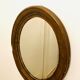 Old art deco oval wooden mirror