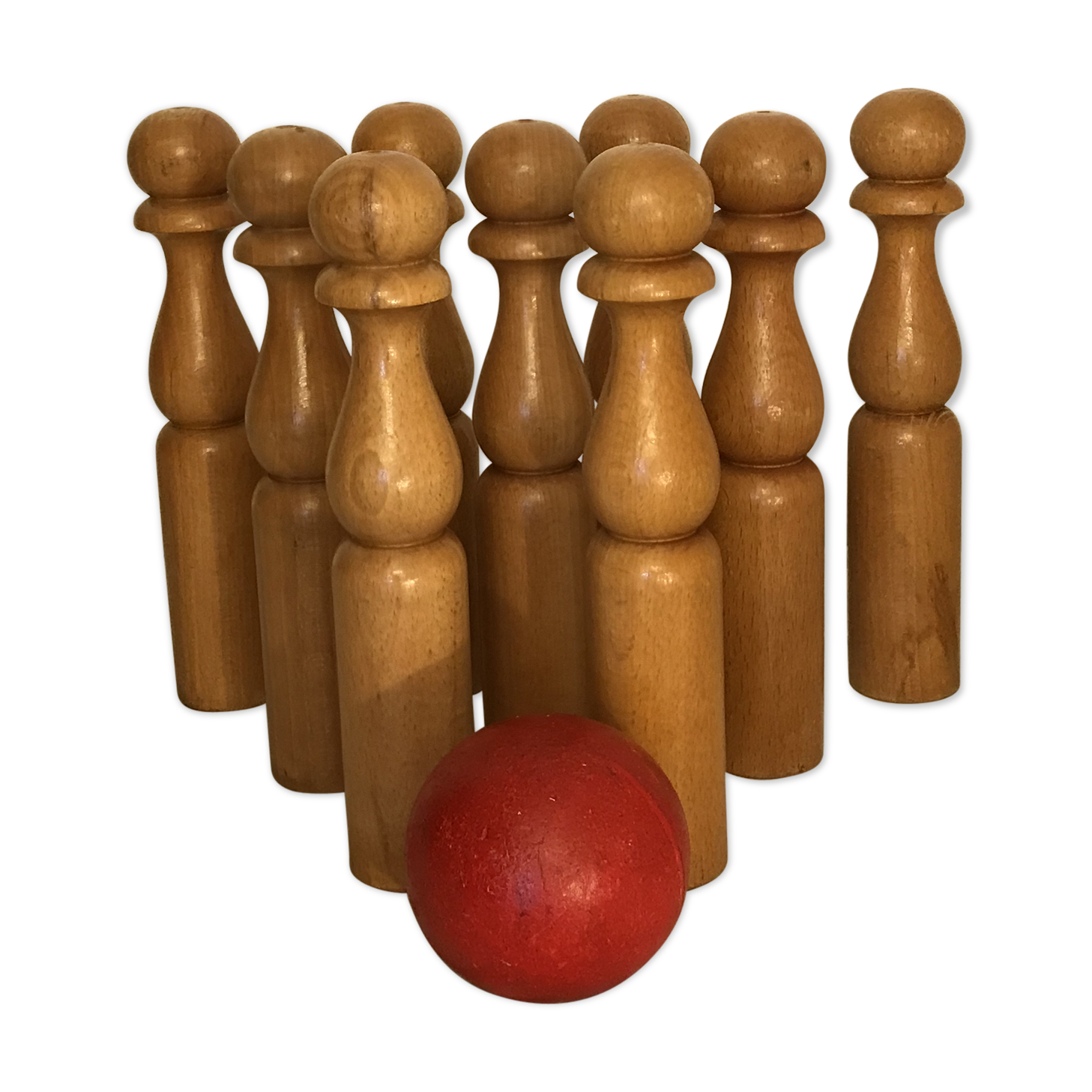 Jeu de 9 quilles en bois avec boule Selency