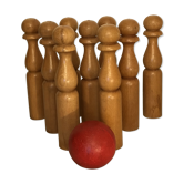 Jeu de 9 quilles en bois avec boule