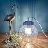 Vintage art deco glass globe portable lamp or table lamp