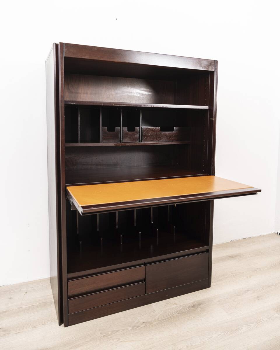 Vintage 60's highboard sideboard in wooden mangiarotti design for molteni