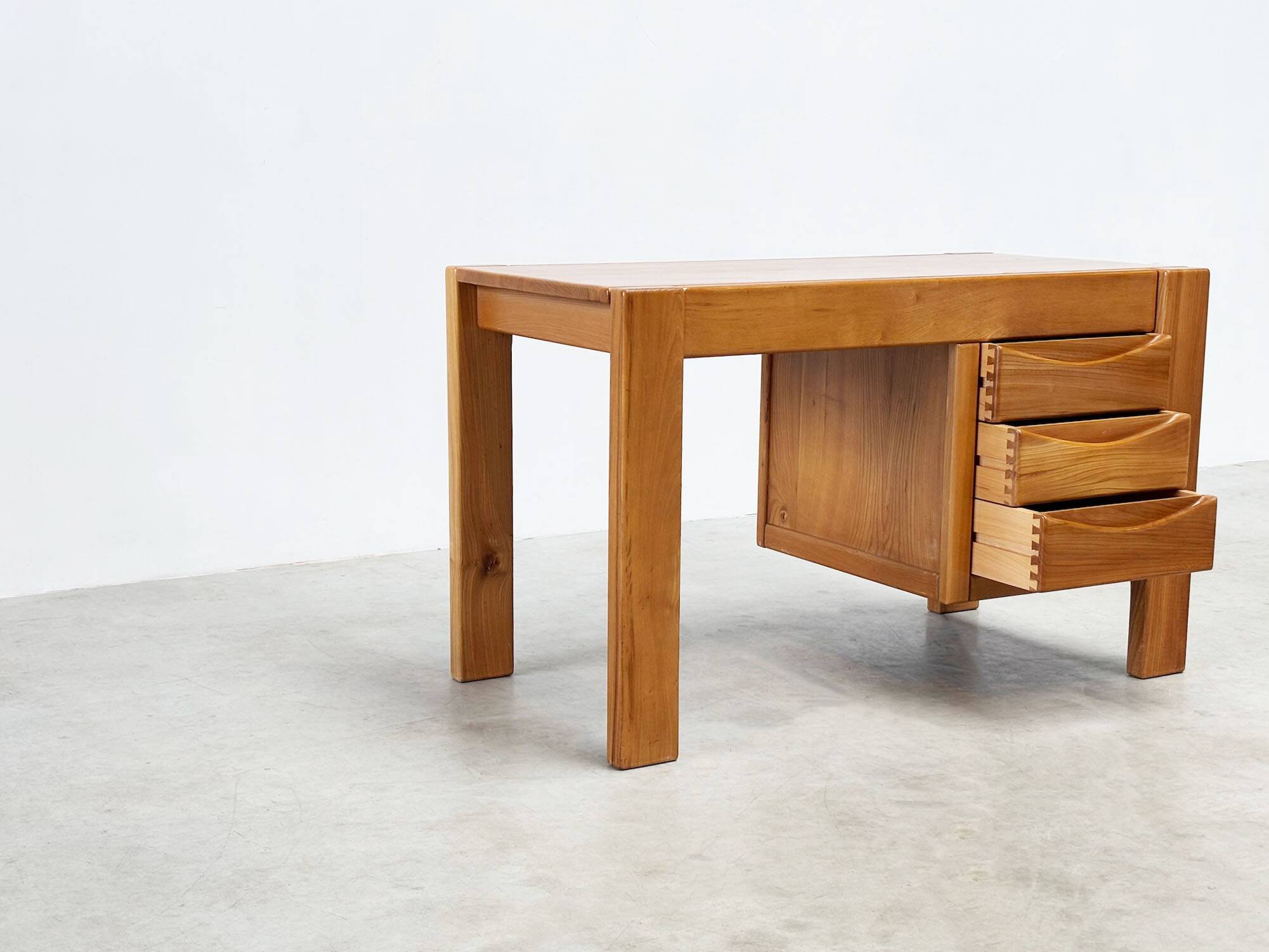 Solid elm desk by Roland Haeusler for Maison Regain