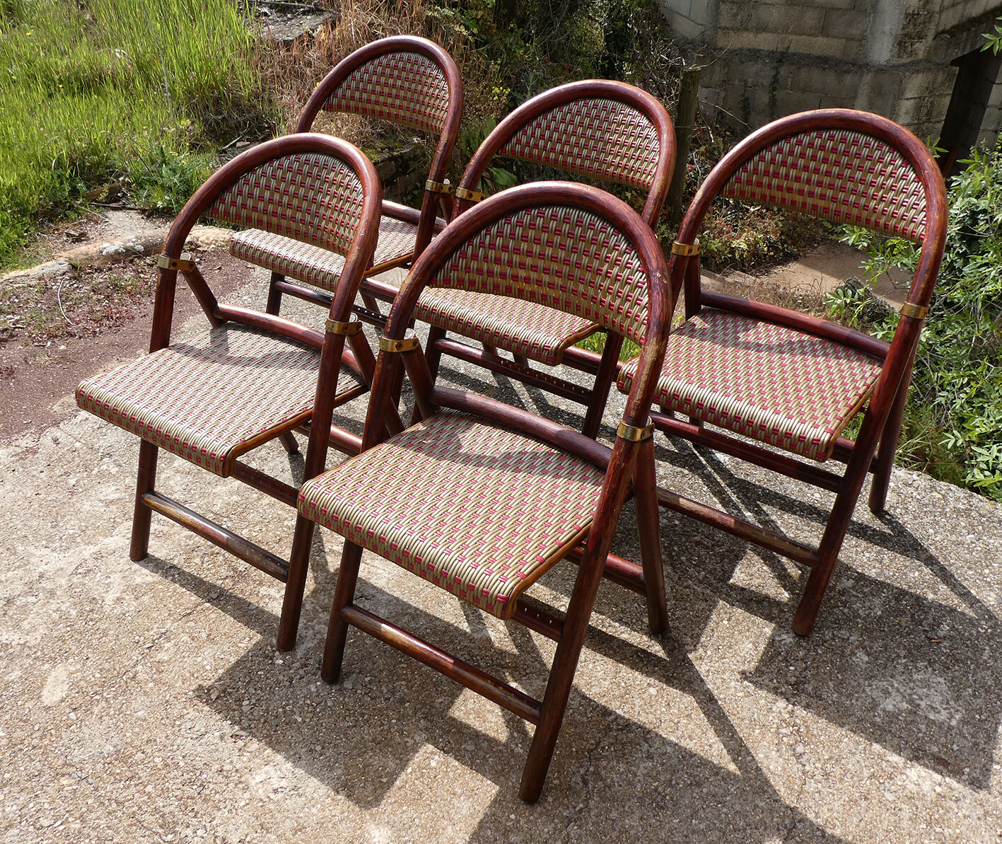Lot of 5 folding bistro chairs of terrace type "parisian"