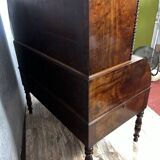 Important Louis Philippe Period Cylinder Desk / Restoration in speckled mahogany