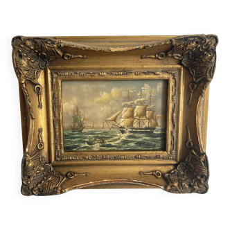 Framed marine painting