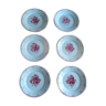 Lot de 6 assiettes plates en faience des années 50 / 60 motif rose rouge