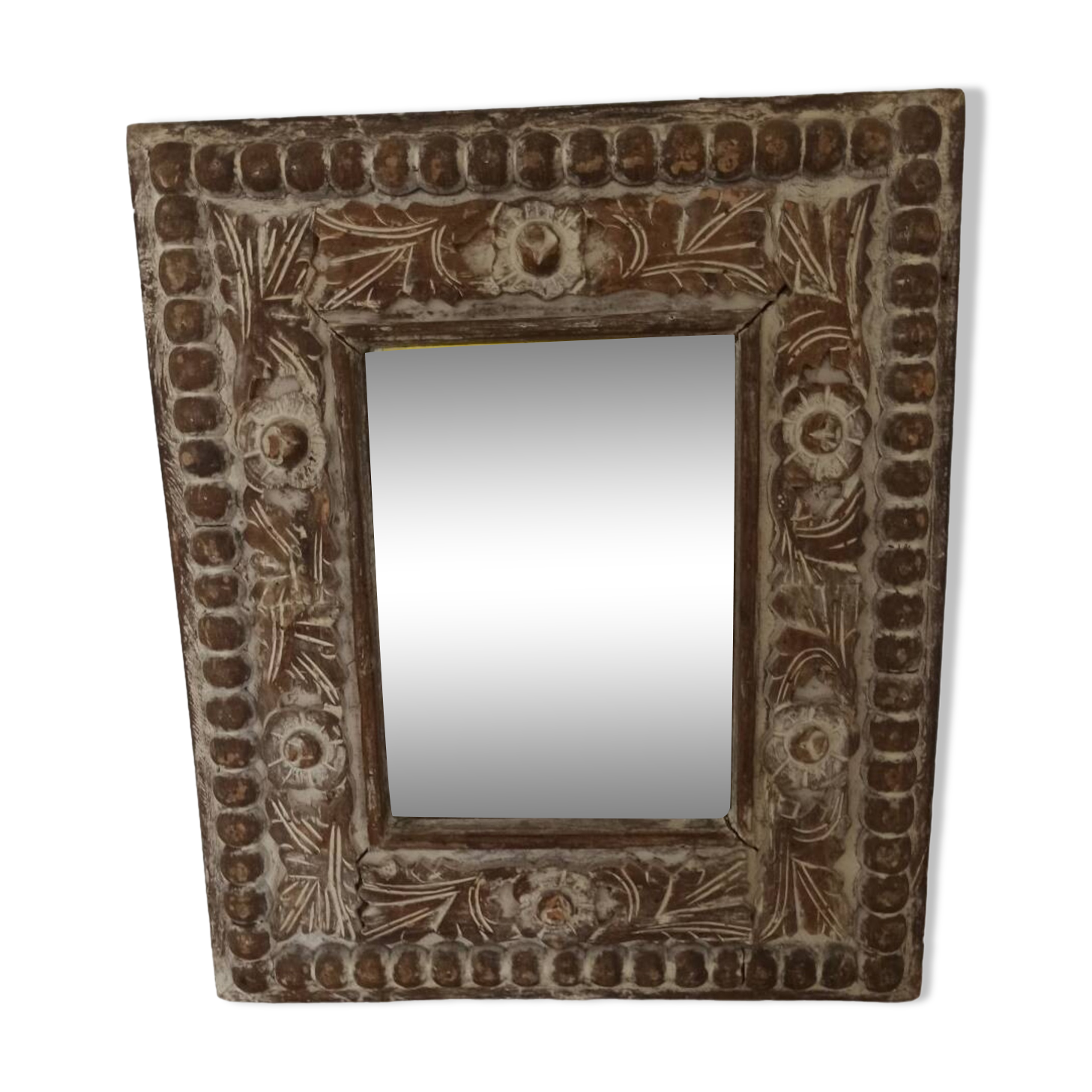 Shabby mirror, carved wooden frame