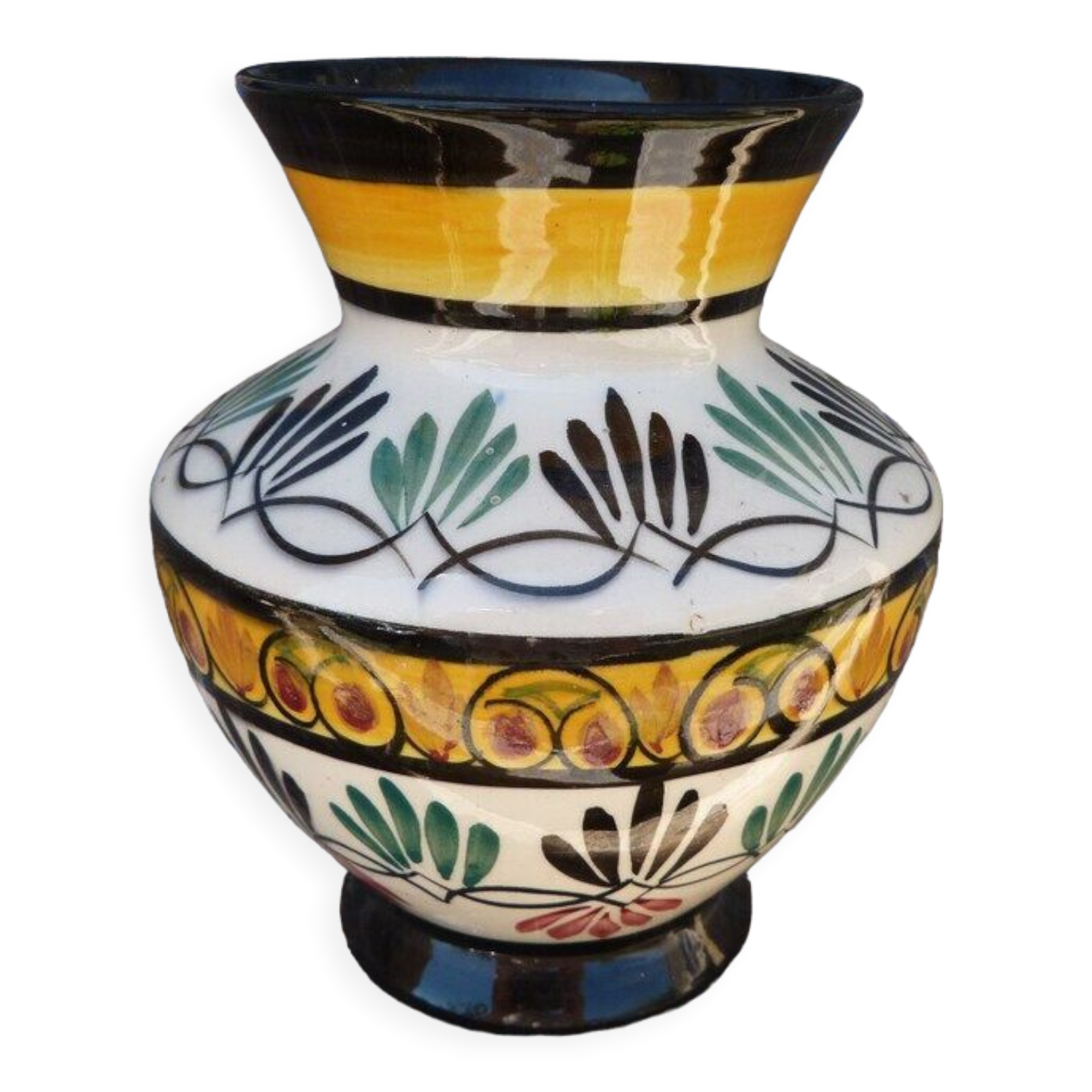 Vase vintage breton St Jean De Bretagne faience