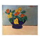Blue bowl with flowers, oil on canvas signed 1982