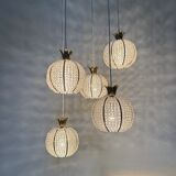 Rare pineapple design cascade hanging lamp with 5 balls by Emil Stejnar, 1950s