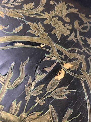 Table desk middle marquetry called "Boulle" napoleon III era