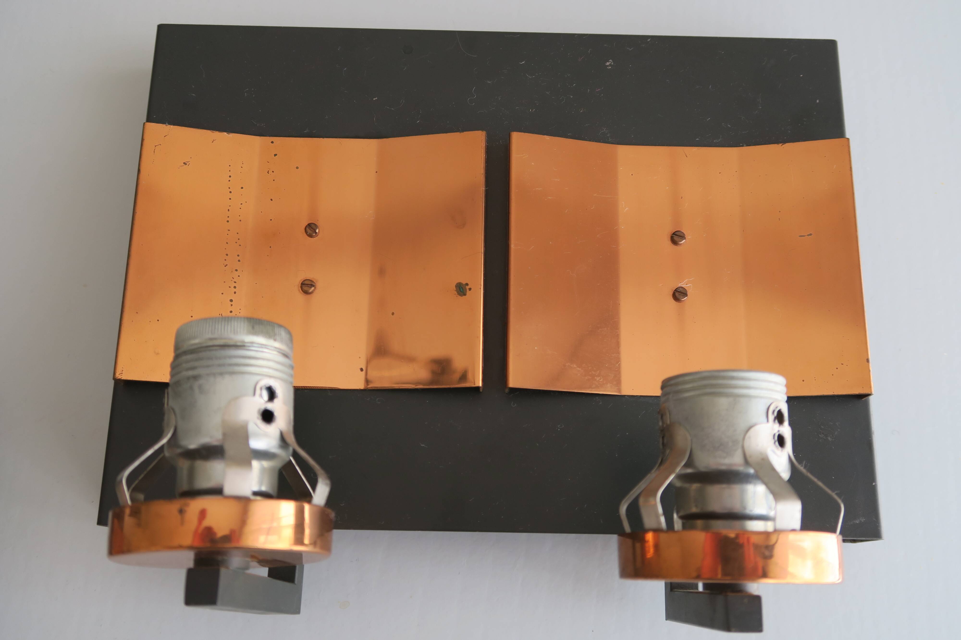 Pair of vintage double wall lights Neuhaus Leuchten 1950 with label.