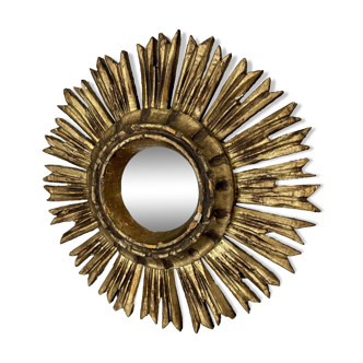 Miroir soleil doré 1960 vintage