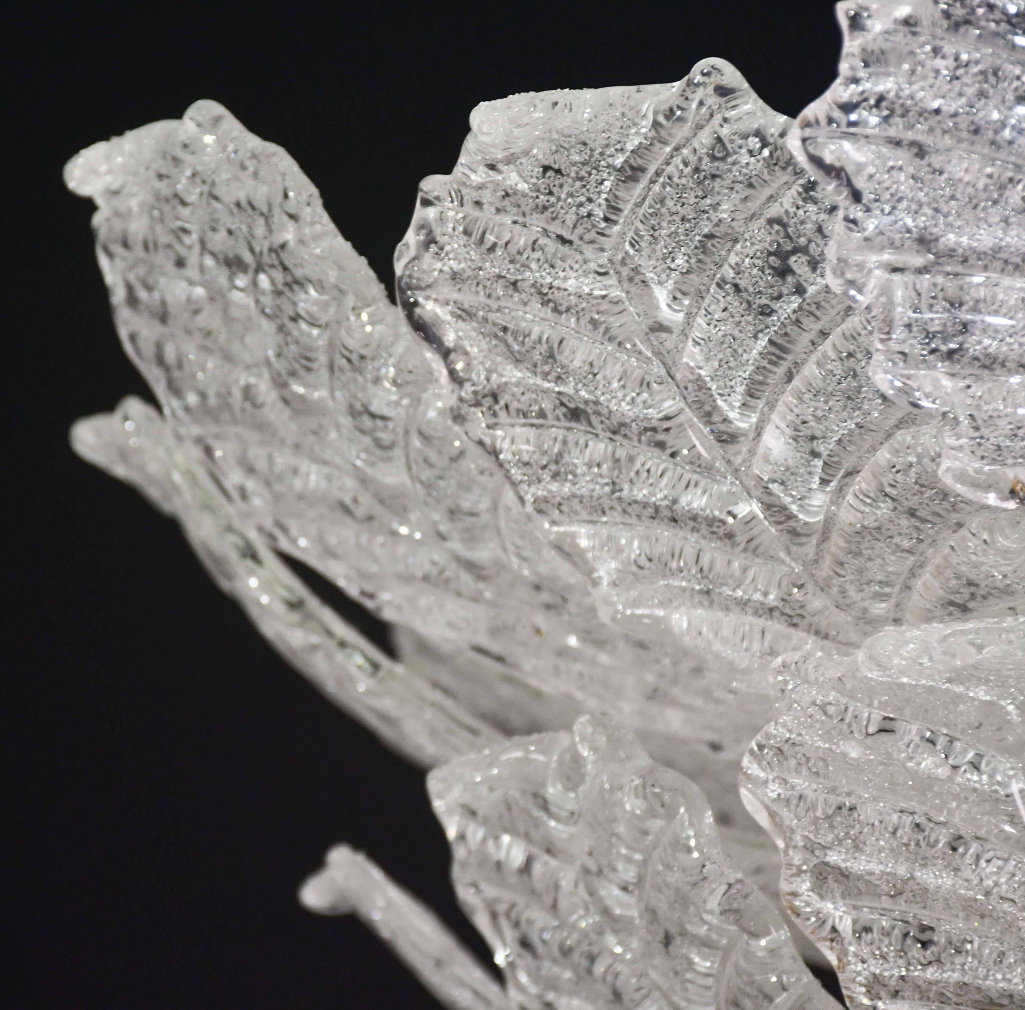 Florence, large size Murano clear transparent vintage glass ceiling light