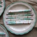 3 plates dishes a asperges in barbotine brand longchamp terre of fer