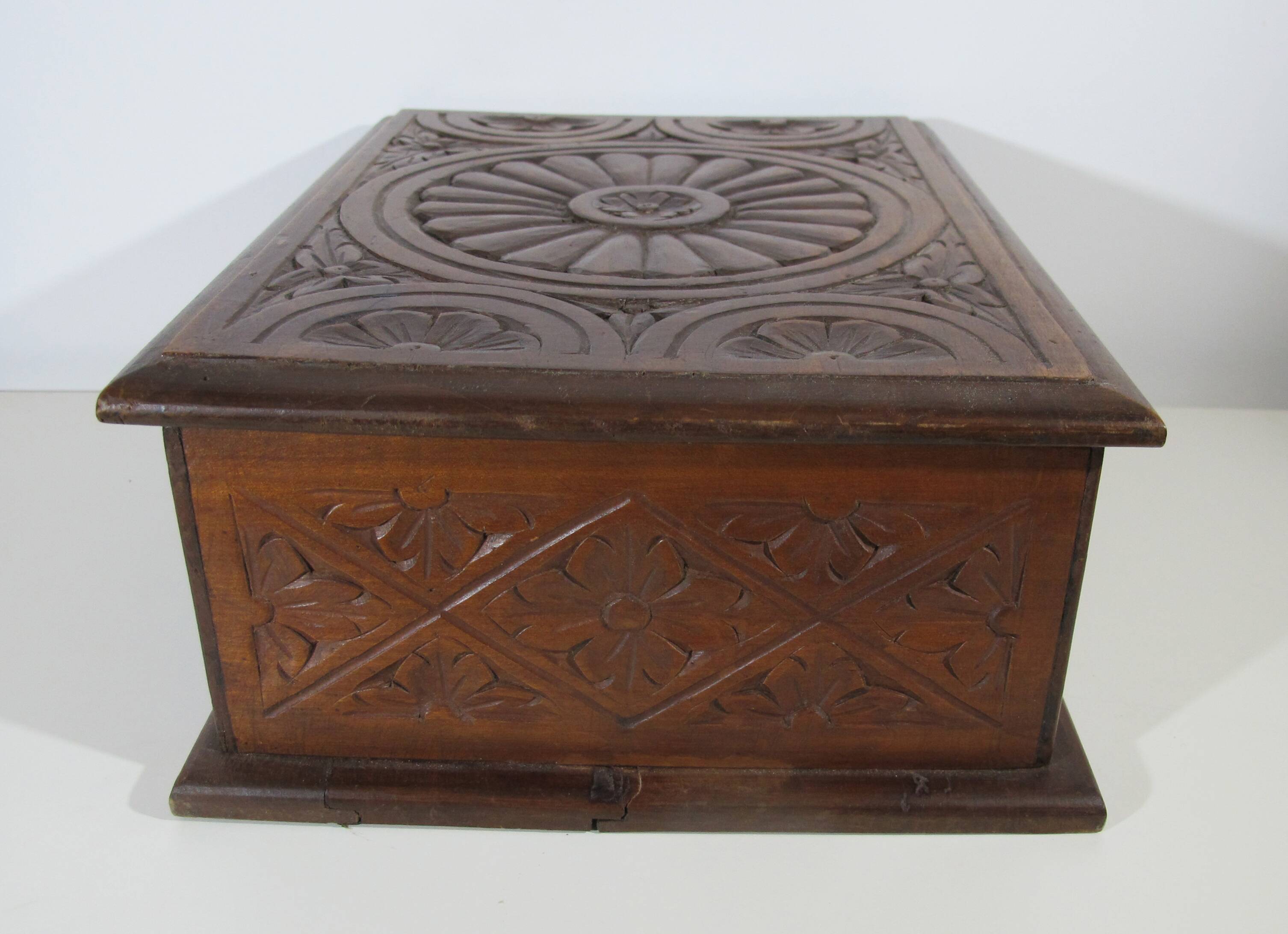Carved wooden box