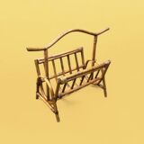 Vintage bamboo and rattan magazine rack