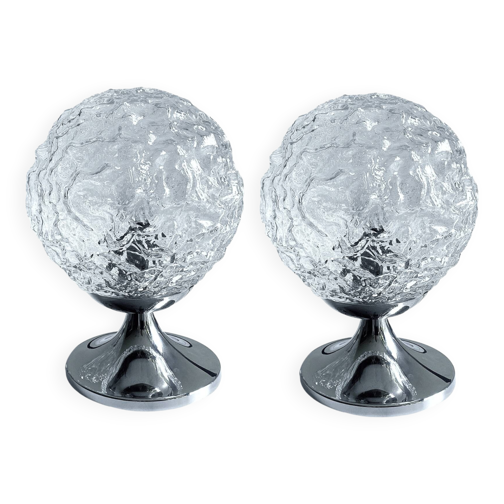 Pair of Vintage Glass Bubble Bedside Lamps